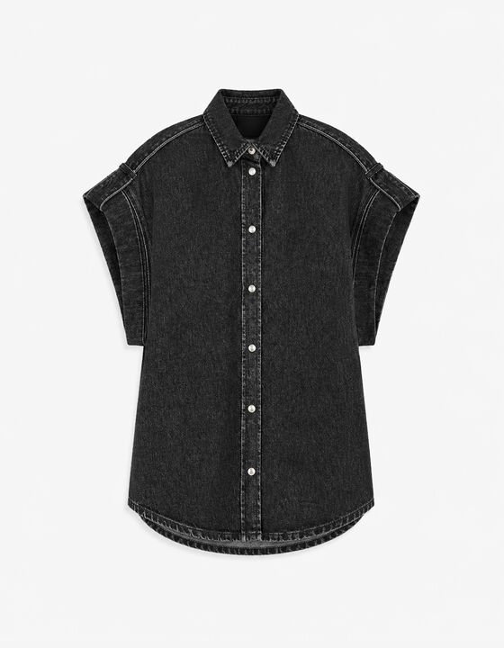 WASHED DENIM OVERSHIRT&nbsp;