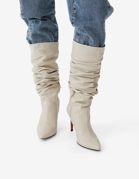 HIGH HIGH-HEELED LEATHER BOOTS