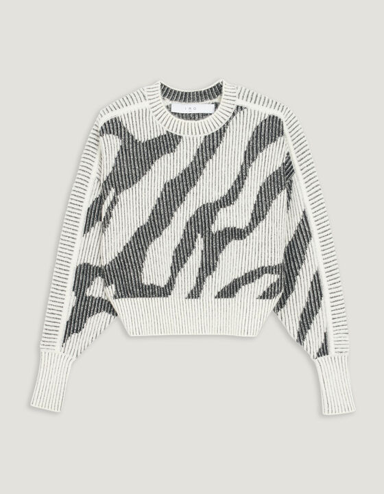 VORYTA RIBBED ZEBRA PRINT SWEATER