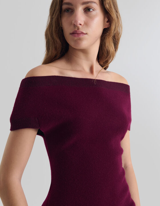 BARDOT-NECK KNIT TOP