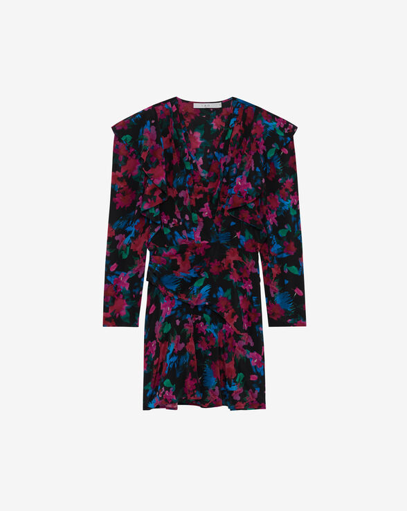 MASCA SHORT PRINTED V-NECK DRESS