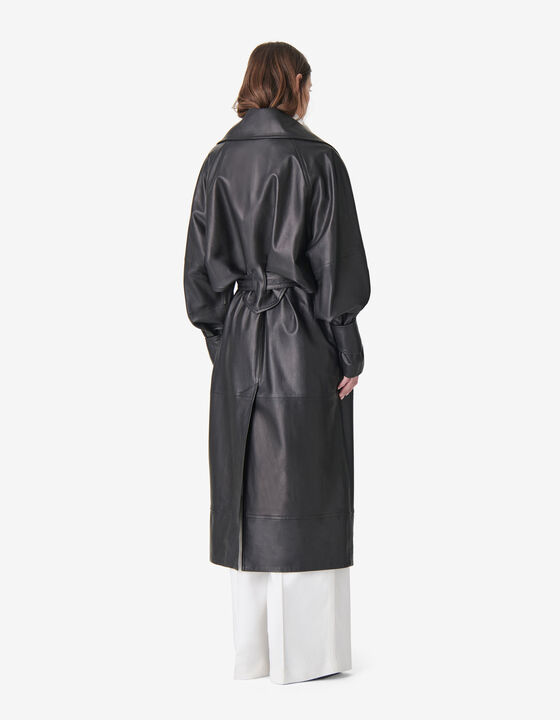 LONG LEATHER TRENCH COAT