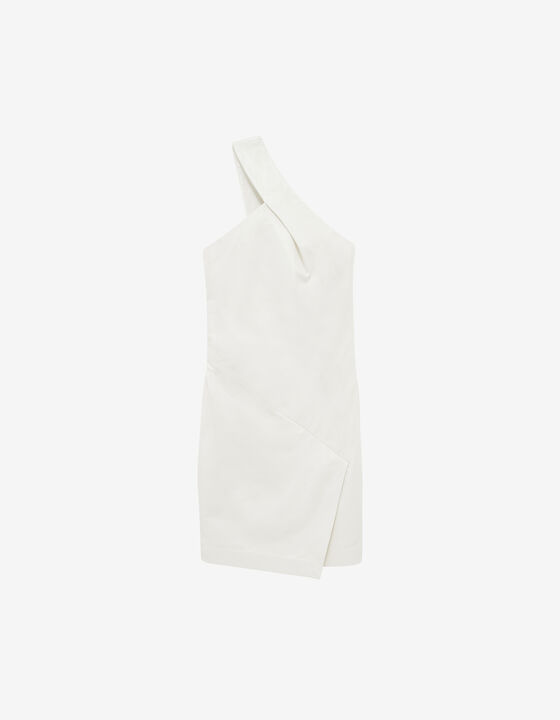 ASYMMETRICAL LEATHER MINI DRESS
