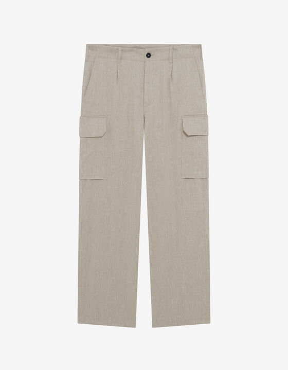 LINEN-BLEND CARGO PANTS