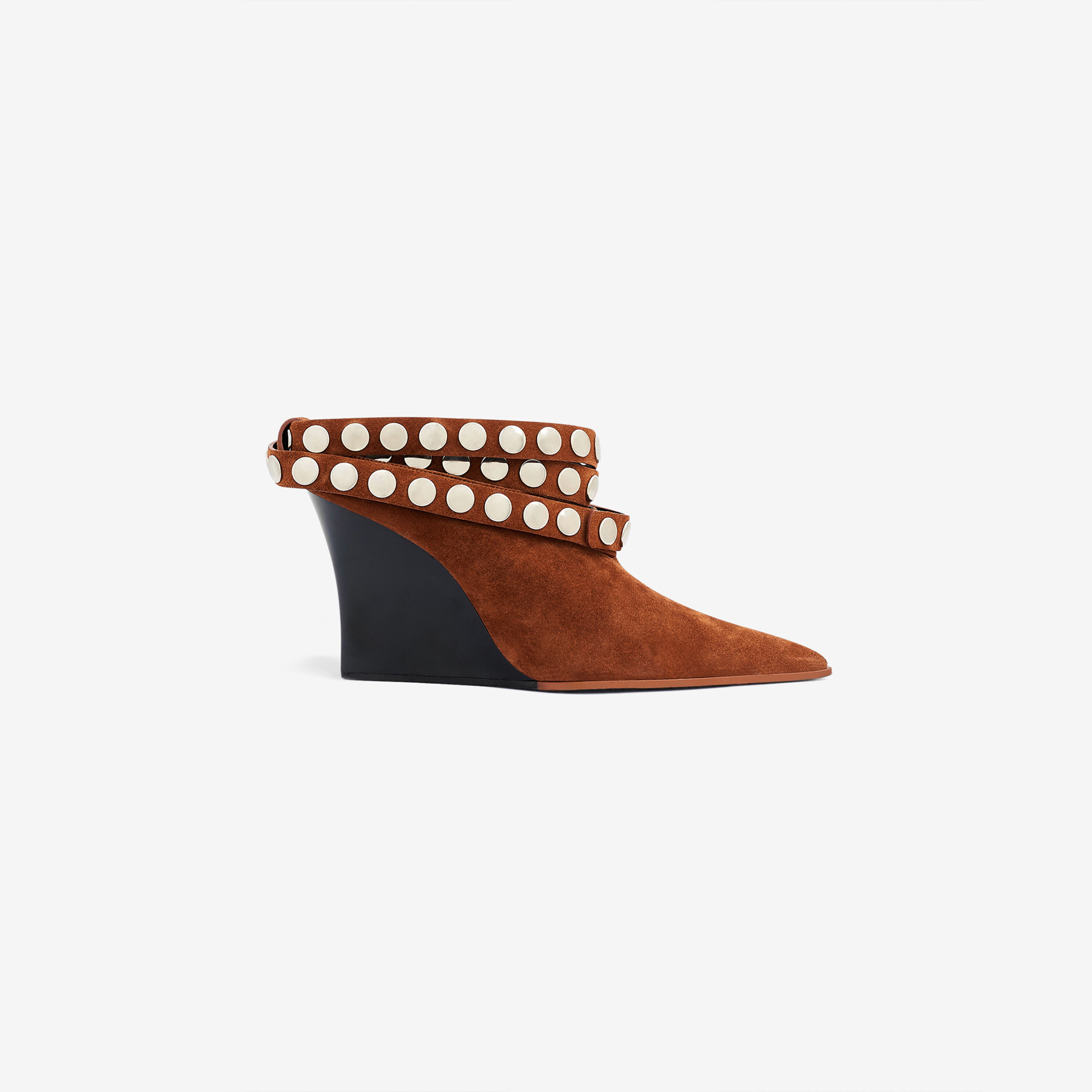 Ameri アメリ STUDS WOOD HEEL FAUVECLICS women brown suede studs mules | IRO