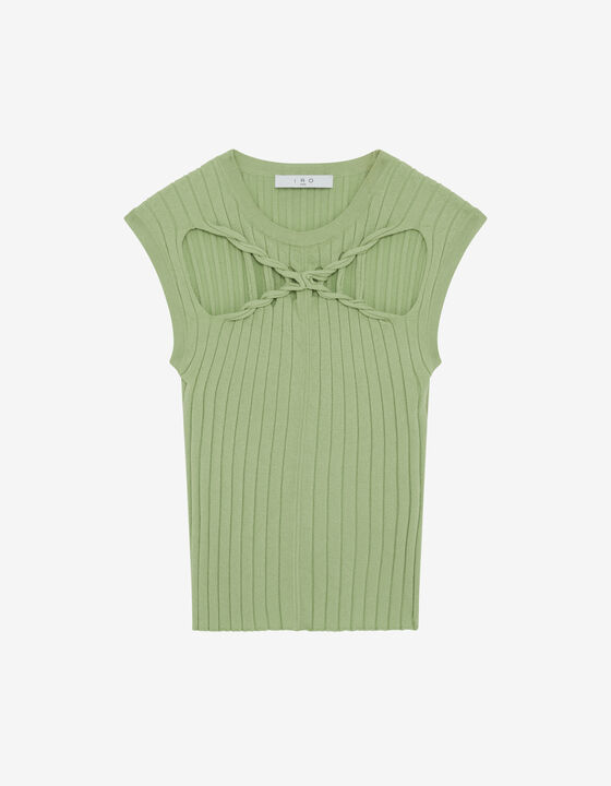 RIBBED ROUND-NECK TOP