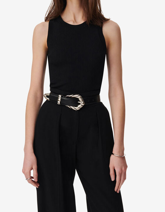 RIBBED SLEEVELESS SWEATER