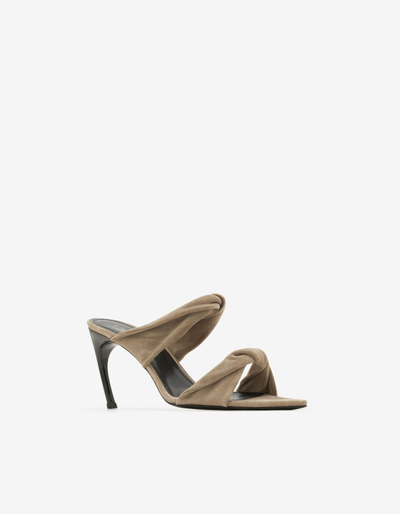 TWISTY SUEDE HEELED SANDALS