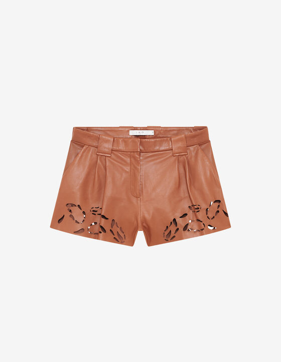 SHORT OPENWORK LEATHER SHORTS