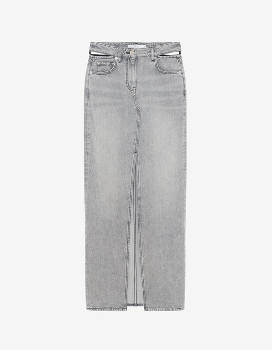 SPLIT DENIM MIDI SKIRT