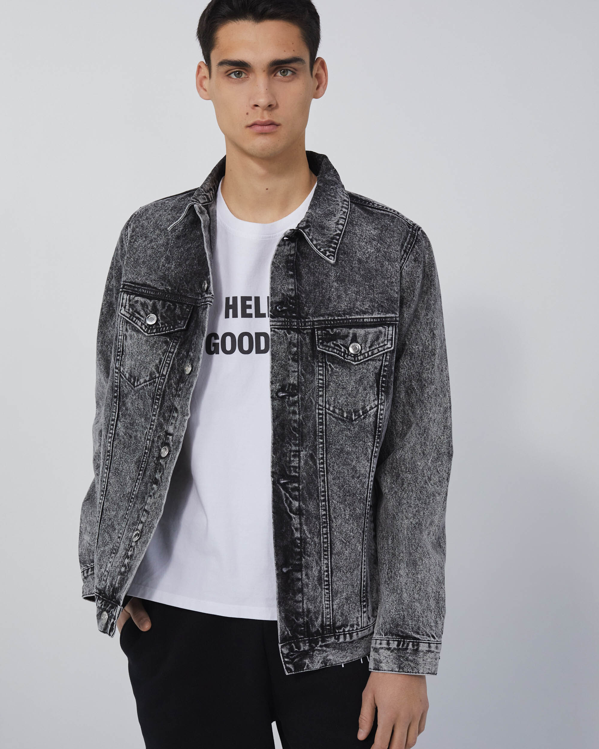 black faded jean jacket