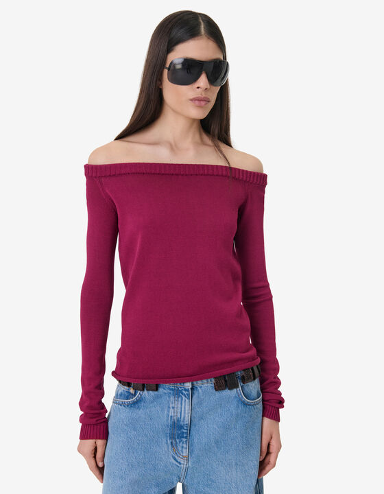 KNITTED BARDOT NECKLINE SWEATER