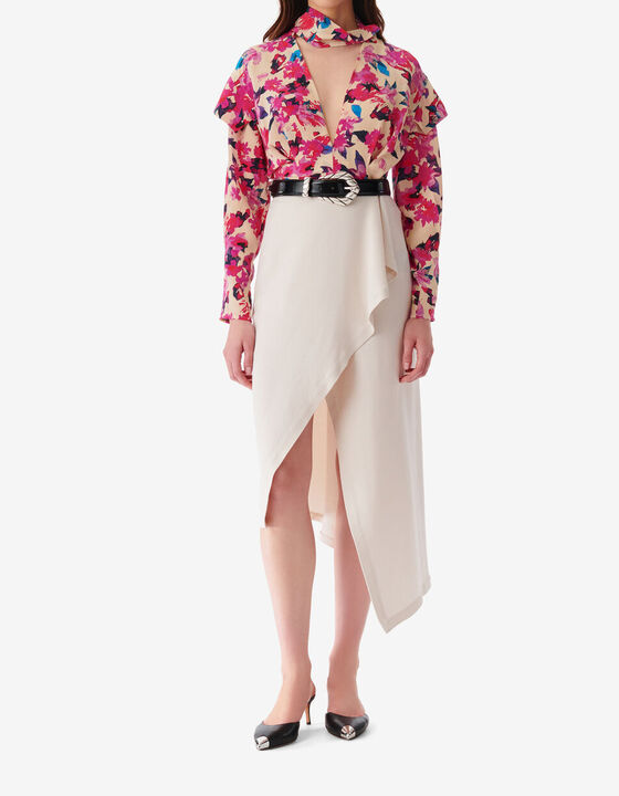 PRINTED V-NECK SILK TOP