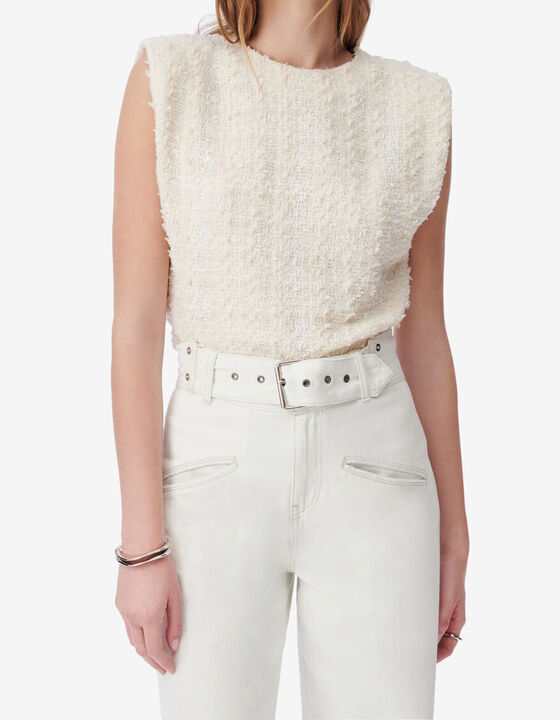 FRINGED TWEED TOP