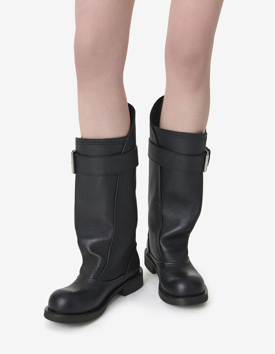 LEATHER BIKER BOOTS