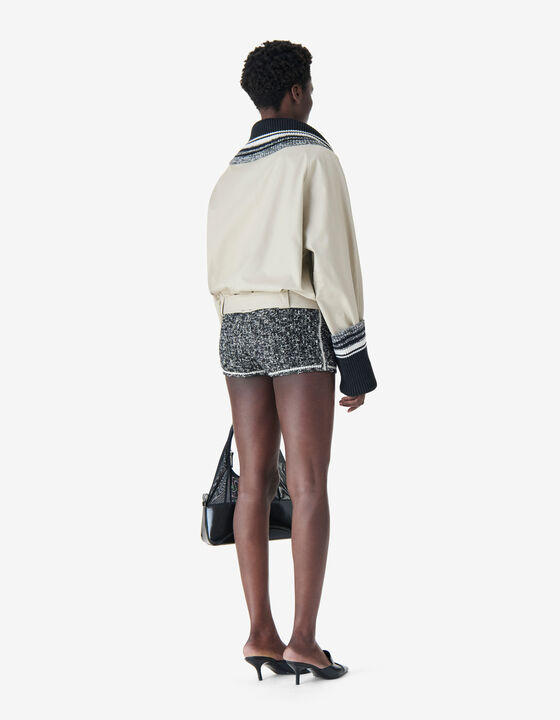 SHORT TRENCH COAT WITH CONTRAST COLLAR