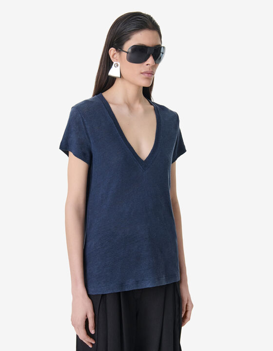 V-NECK LINEN T-SHIRT