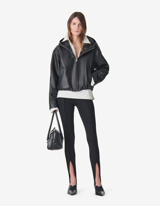 BLOUSON &Agrave; CAPUCHE EN CUIR