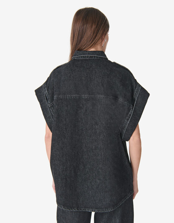 WASHED DENIM OVERSHIRT&nbsp;