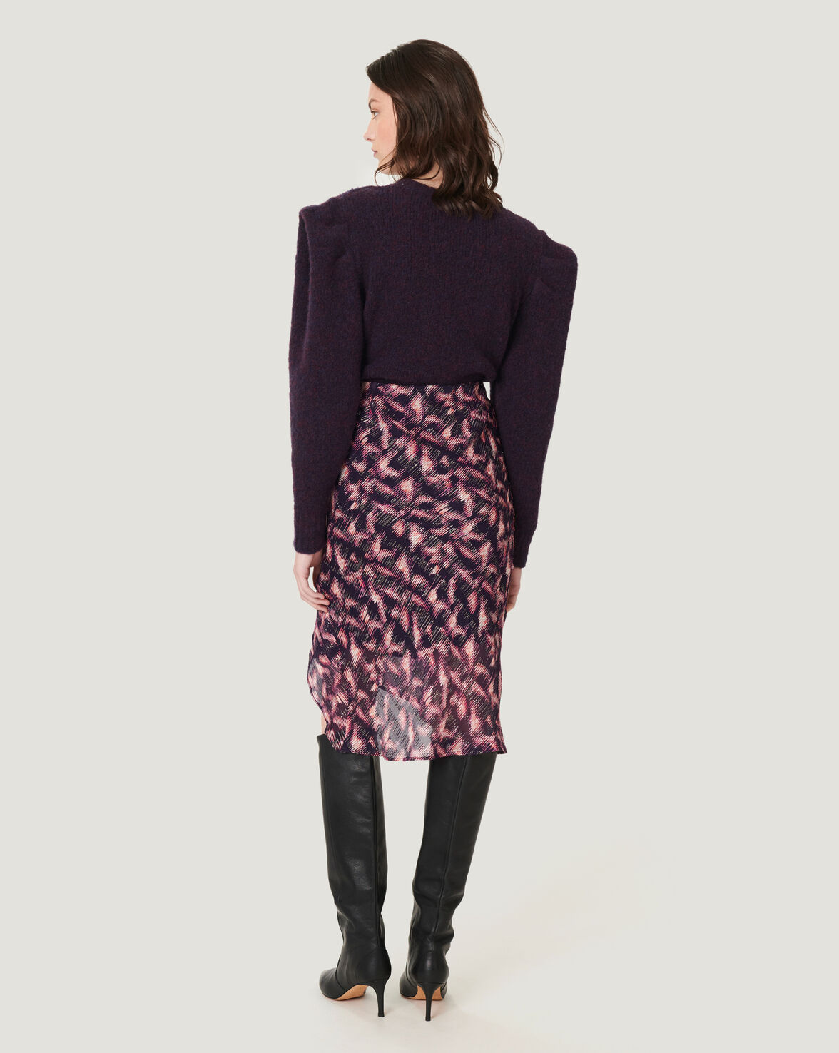 TAIO PRINTED RUFFLE MIDI SKIRT image number null