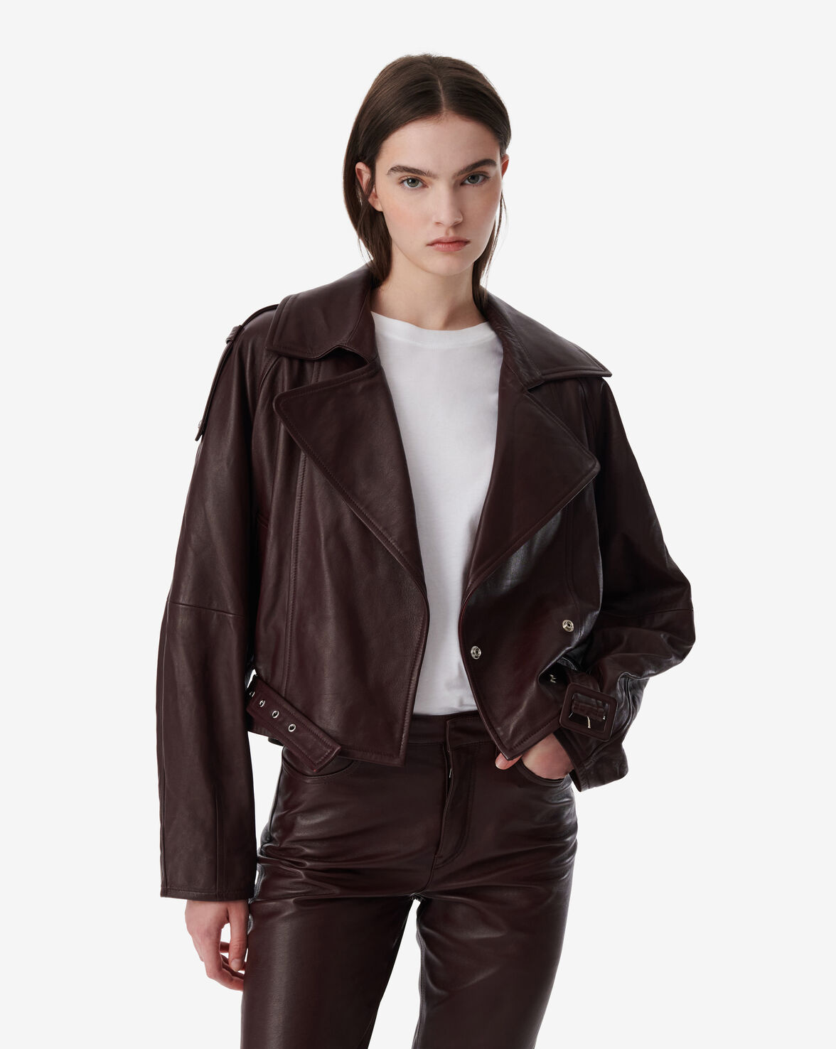 IRO FALL WINTER 24 COLLECTION | YURIA LEATHER BELTED JACKET