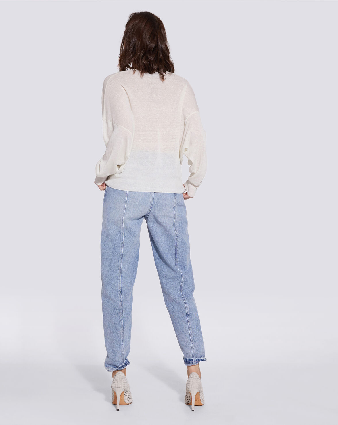 ERICA RELAXED LINEN V NECK SWEATER image number null