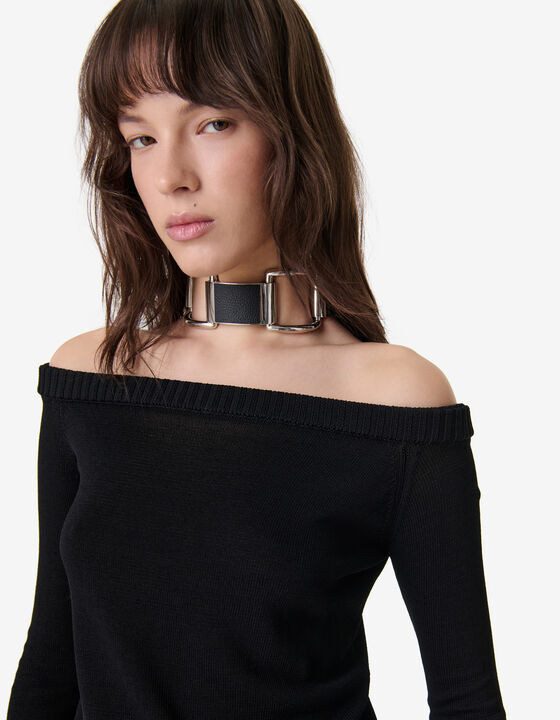 KNITTED BARDOT NECKLINE SWEATER