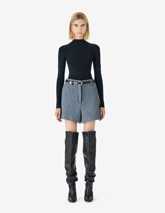 HIGH-WAISTED STRIPED SHORTS