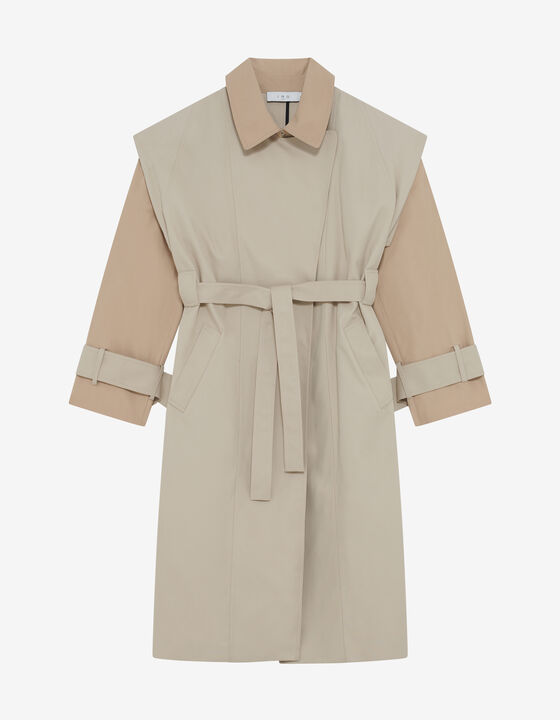 LONG TWO-TONED TRENCH COAT