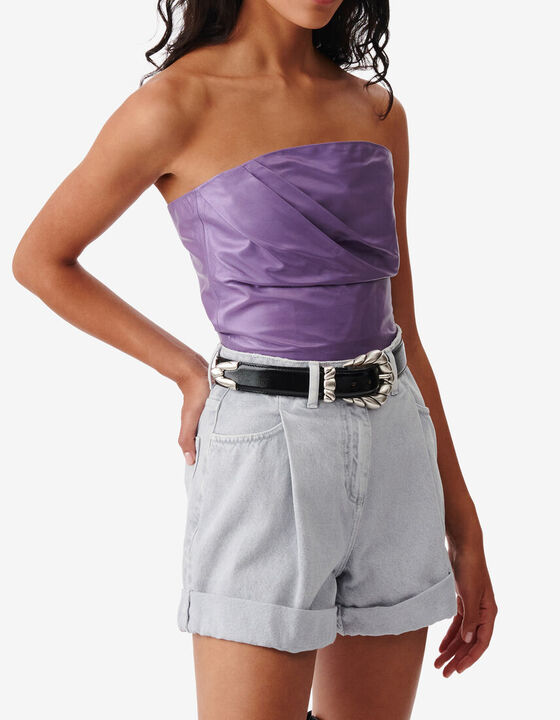 LEATHER STRAPLESS TOP
