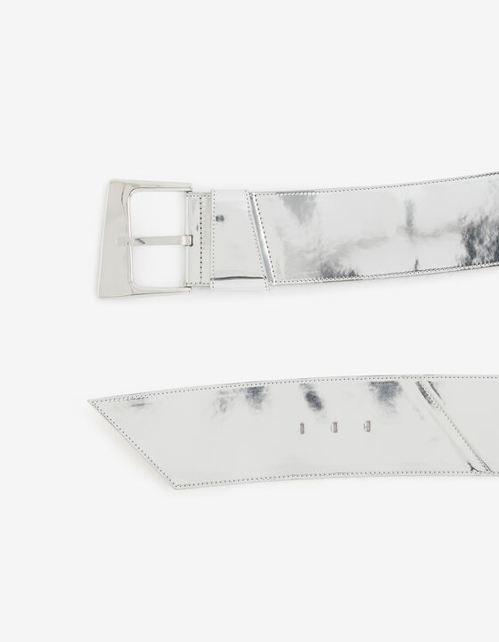 CEINTURE LARGE EN CUIR ARGENT&Eacute;