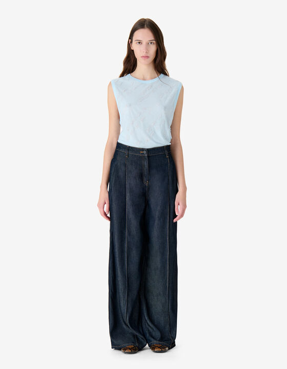 JACQUARD SLEEVELESS T-SHIRT