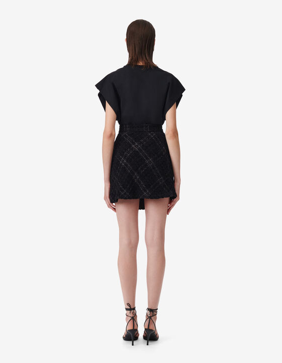 CHECKED TWEED SKIRT