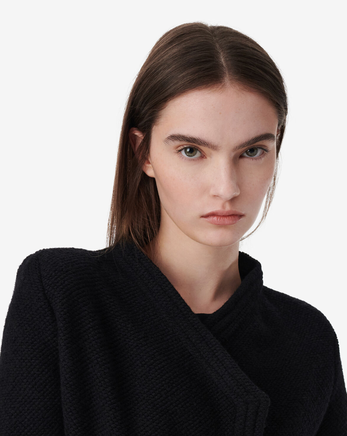 AWA LEATHER TRIMMED WOOL JACKET image number null