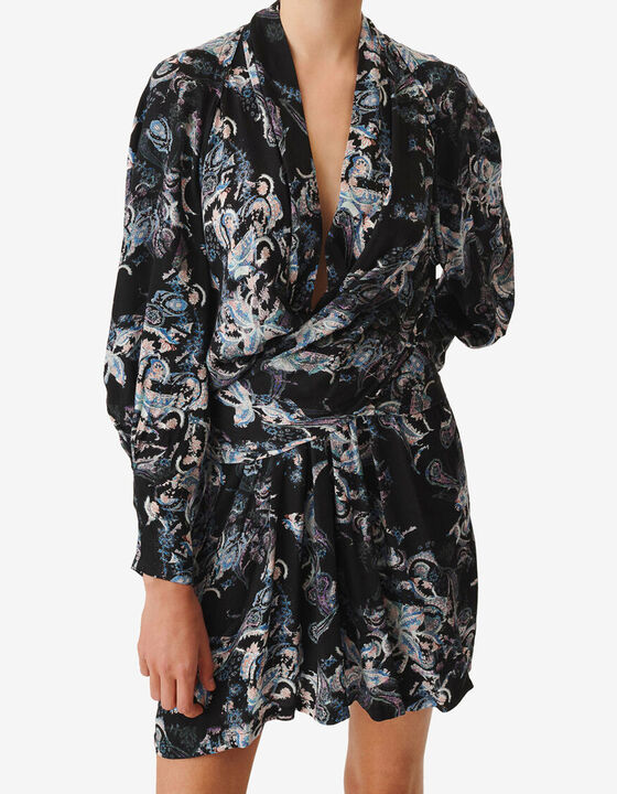 PRINTED V-NECK DRESS