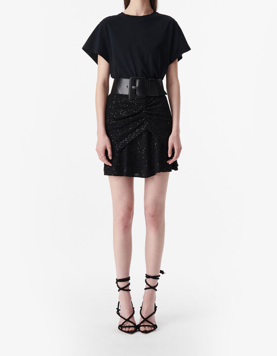 DRAPED SEQUIN SKIRT