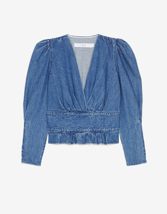 V-NECK DENIM TOP