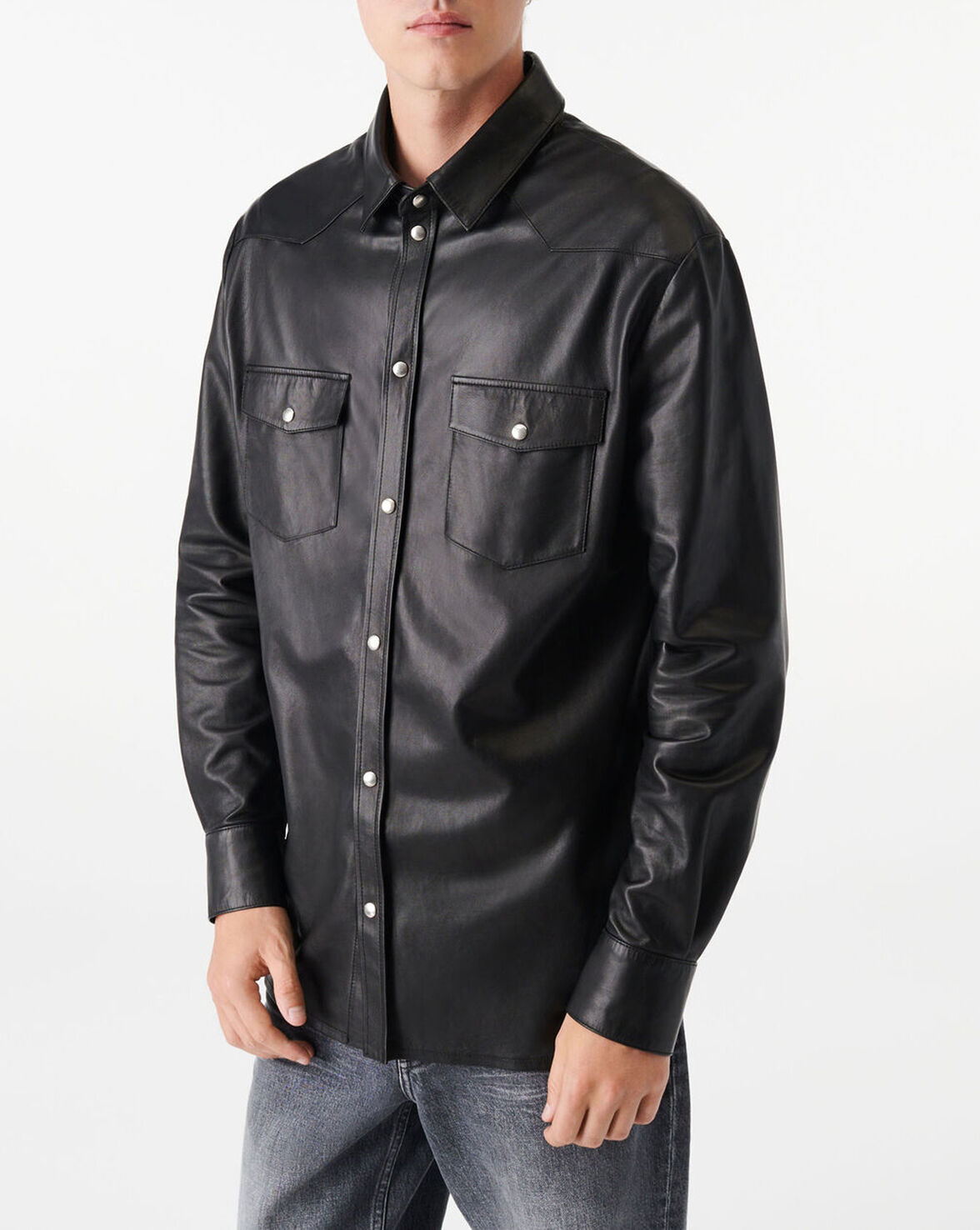 Shop Iro Oslo Leather Shirt In Black