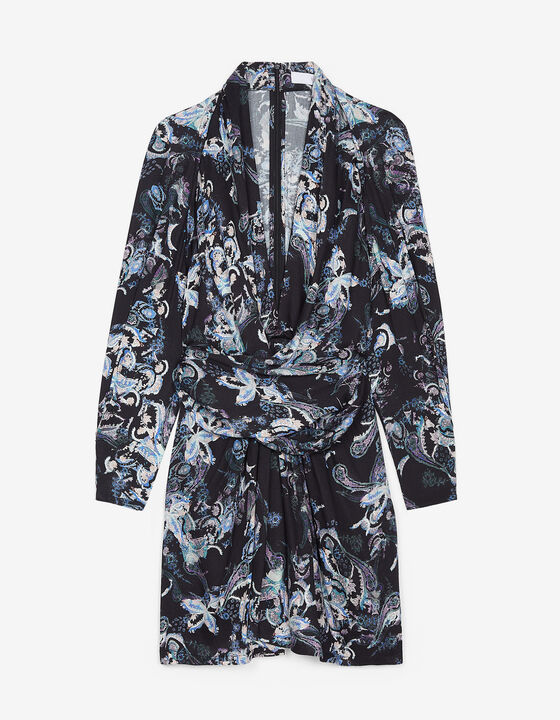 PRINTED V-NECK DRESS