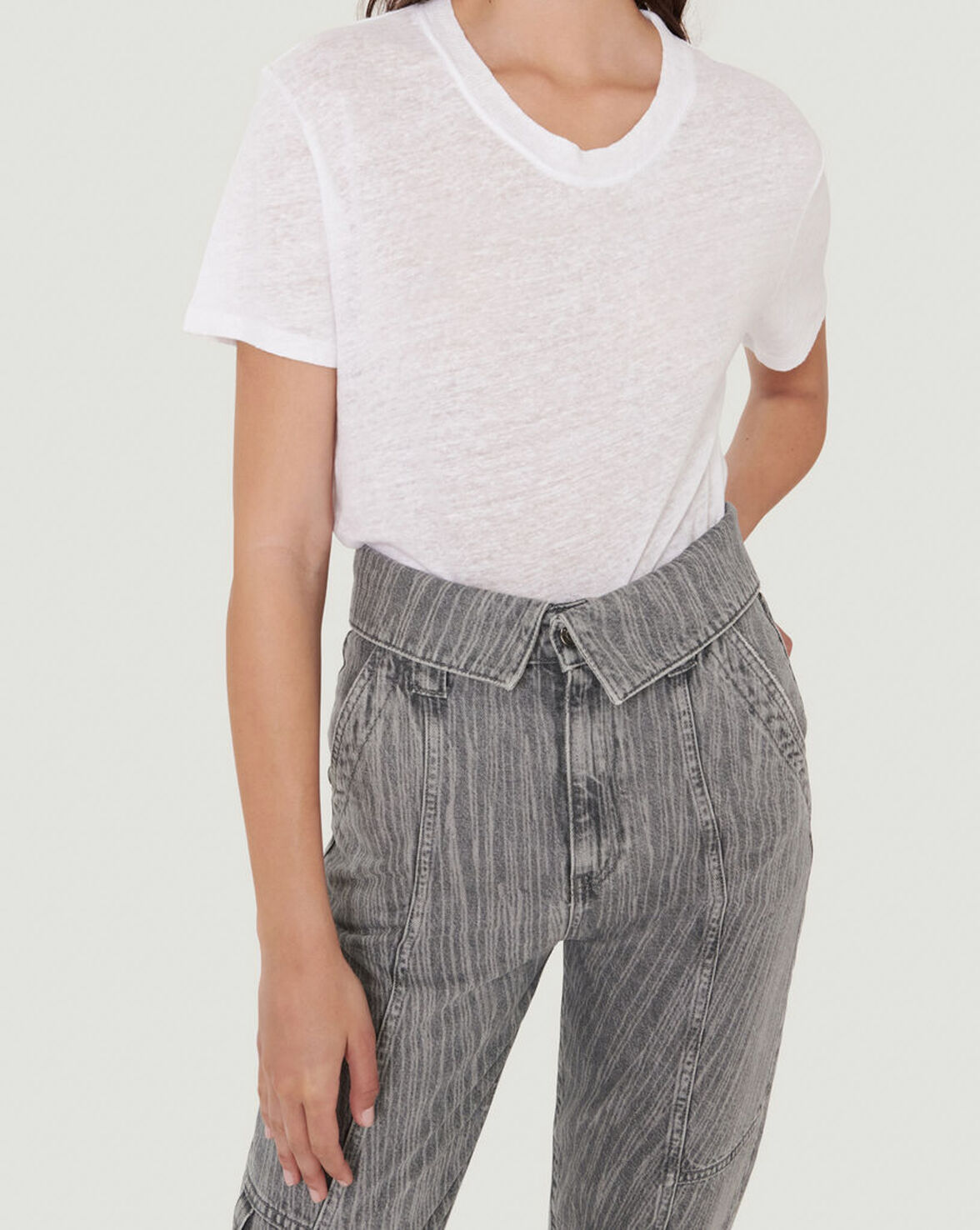 LUCIANA CREW NECK LINEN T SHIRT image number null