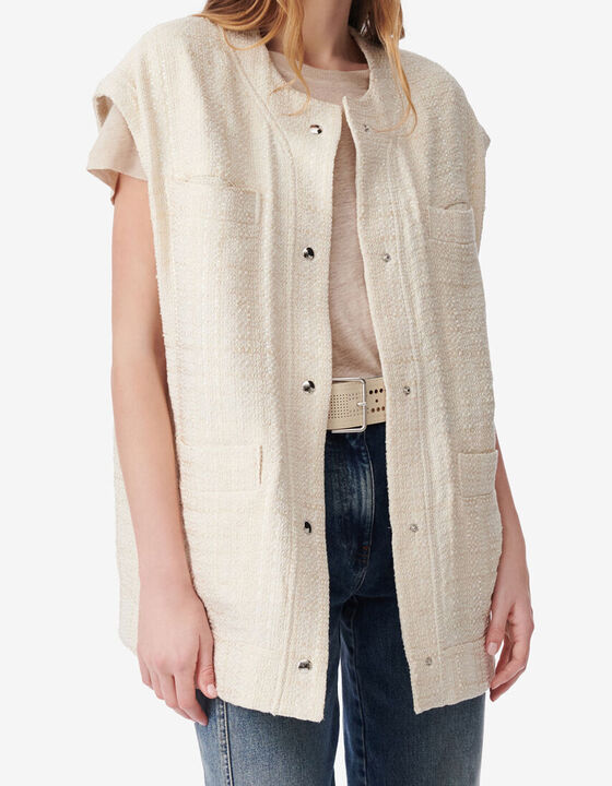 SLEEVELESS TWEED OVERSHIRT