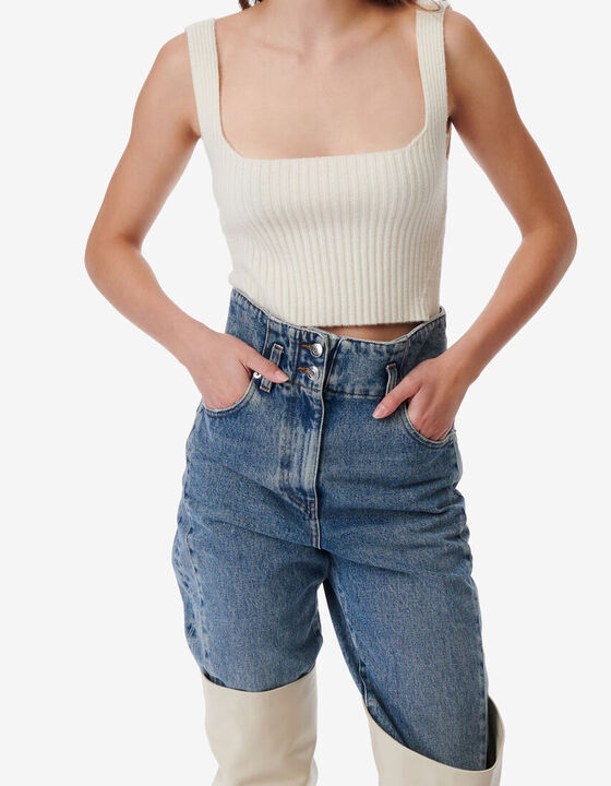 RIBBED SQUARE NECK TOP