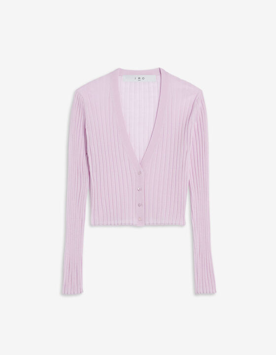 LYOTA RIBBED V-NECK CARDIGAN