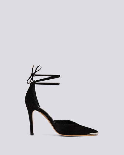 Iro Mifal Suede Pointed Toe Ankle Tie Pumps In Black