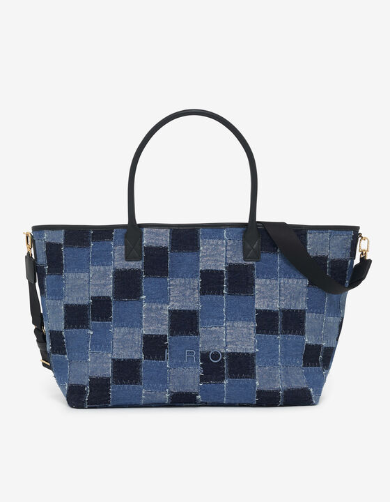 GRAND CABAS EN TOILE DENIM PATCHWORK