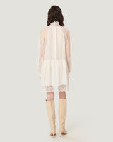 DEORRO LACE PUFF SLEEVE HIGH NECK MINI DRESS image number null