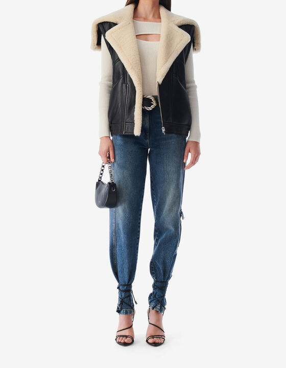 SLEEVELESS LEATHER JACKET