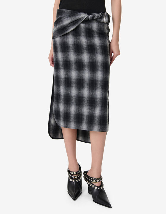 CHECKED MIDI SKIRT