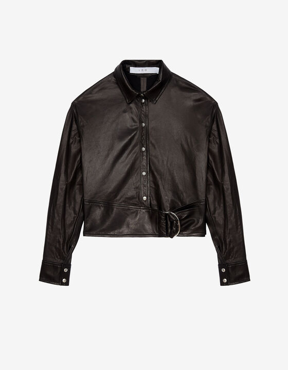 FAIZA BELTED LEATHER SHIRT