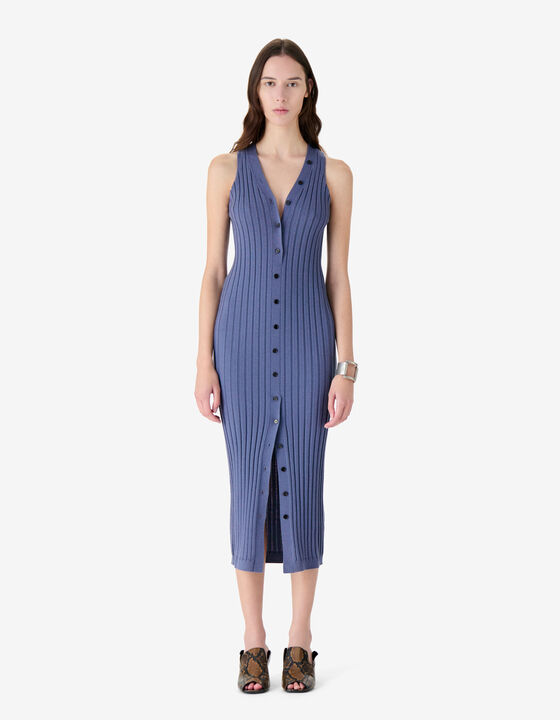 WOOL RIBBED MIDI DRESS